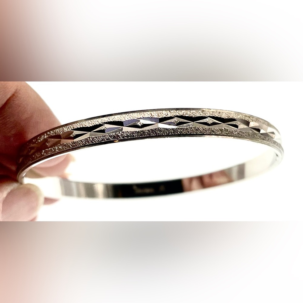 3 for 30 VTG Textured Silver Tone Etched Diamond Cut Signed Trifari Bracelet